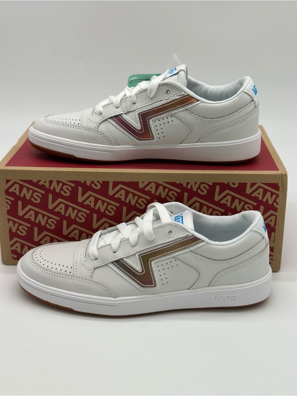 Vans White Sneakers with Brown Accent